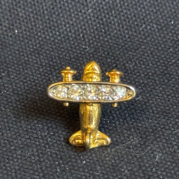 Gold-Tone Airplane Shaped Rhinestone Post Earrings Women'S - Picture 5 of 9